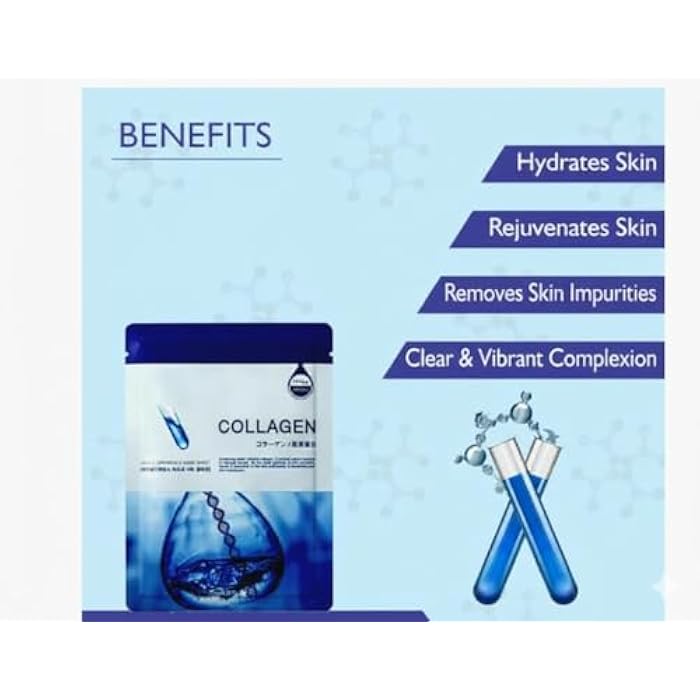 Collagen Face Mask with Hyaluronic Acid, Vitamin E Oil for Skin Care Hydrating, Moisturizing, Brightening & Anti Aging Face Masks Skincare for Oil, Dry, Acne, Sensitive All Skin Types-1PC - Image 2